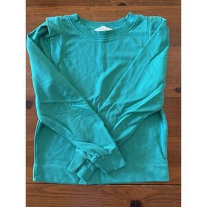 Ann Taylor Loft Emerald Green With Puff Long Sleeve XS French Terry Cloth